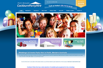 Cockburn Party Hire website - Perth web design